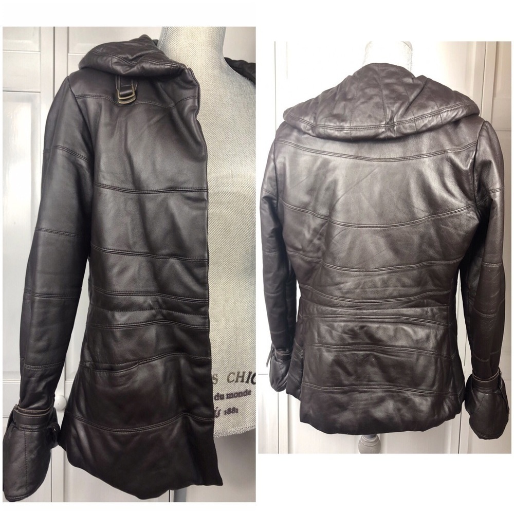 PATIZIA LUCA Leather Jacket l Brown BUTTERY MOTO LEATHER JA…